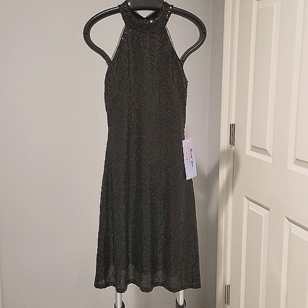 Miss Kim Black Sequined Cocktail Dress